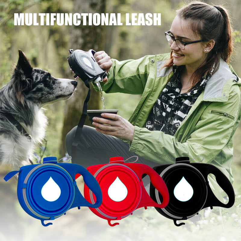 Multifunctional Pet Leash with bowl and water bottle